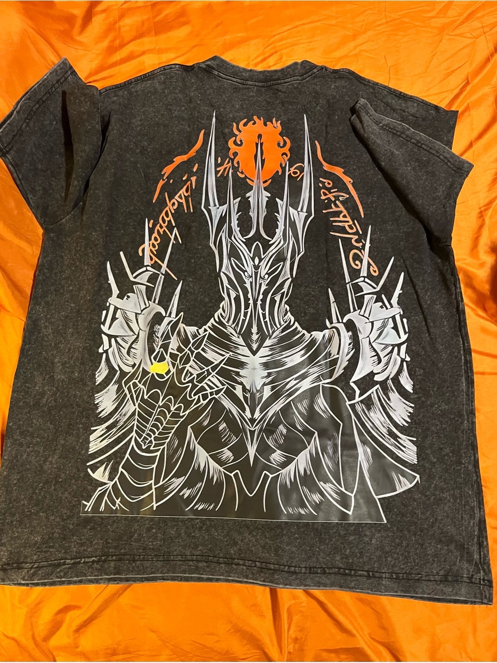 Men's Black Mineral-Wash Short Sleeve Tee Red  Emblem & Lord of the Rings Sauron